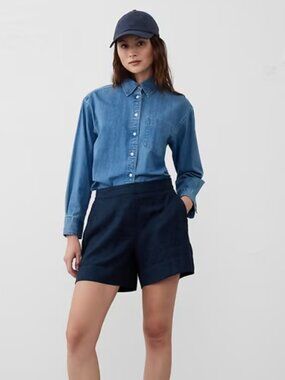 Banana Republic Factory Linen-Blend Pull-On Short - Navy - XL